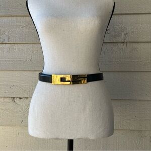 Vintage 80’s St. John Sport Leather Belt Gold Buckle Size 28